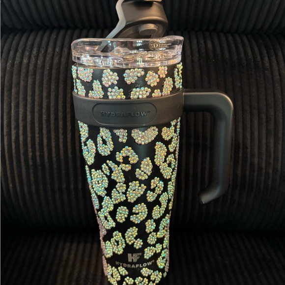 Black and Multicolor Glitter Tumbler leopard print - Picture 1 of 5